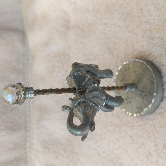 1984 Spoontiques Pewter Carousel Elephant with Crystal Ball Top - Picture 6 of 8
